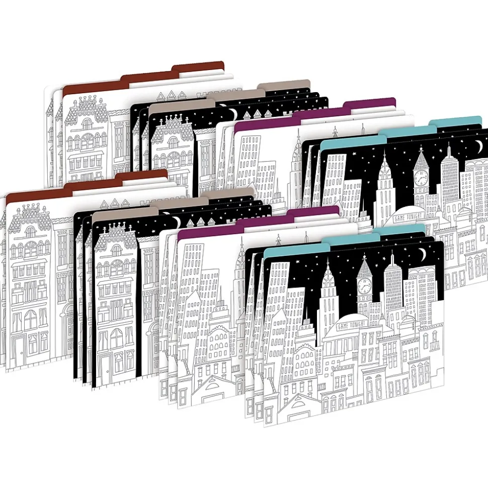 Barker Creek Color Me! File Folder Set, 1/3-Cut Tab, Letter Size, Cityscapes, 24/Set (4380)