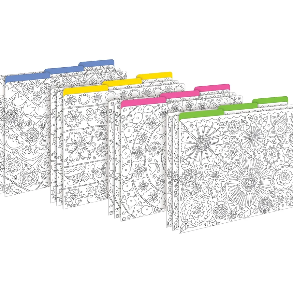 Barker Creek Color Me! Folder & Pocket Set, 1/3-Cut Tab, Letter Size, In My Garden, 42/Set (4409)
