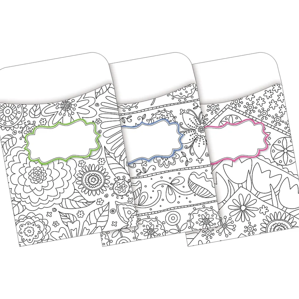 Barker Creek Color Me! Folder & Pocket Set, 1/3-Cut Tab, Letter Size, In My Garden, 42/Set (4409)
