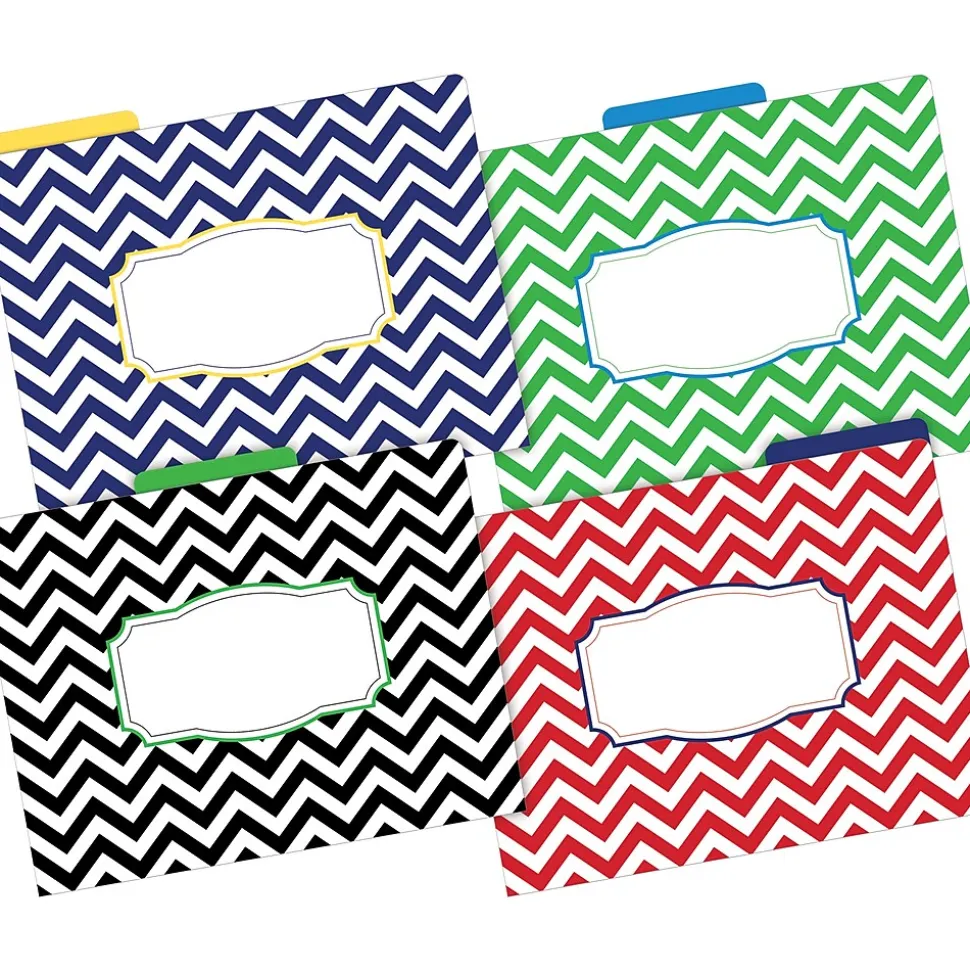 Barker Creek File Folder Set, 1/3-Cut Tab, Letter Size, Nautical Chevron, 12/Pack (2007)