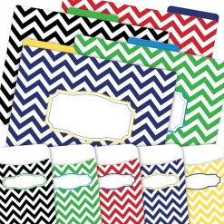 Barker Creek Folder & Pocket Set, 1/3-Cut Tab, Letter Size, Chevron Nautical, 42/Set (4416)