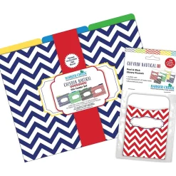 Barker Creek Folder & Pocket Set, 1/3-Cut Tab, Letter Size, Chevron Nautical, 42/Set (4416)