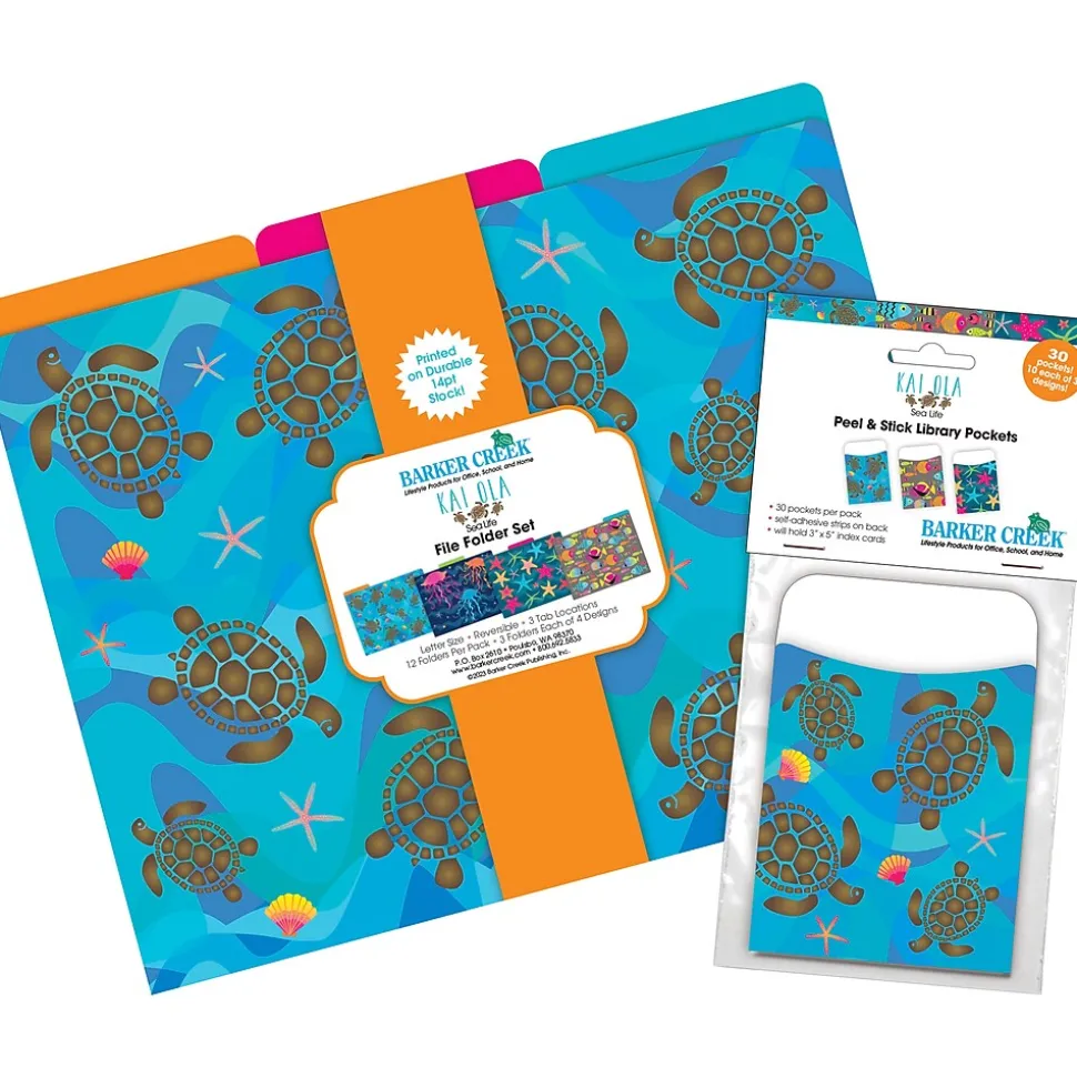 Barker Creek Folder & Pocket Set, 1/3-Cut Tab, Letter Size, Kai Ola, 42/Set (4420)