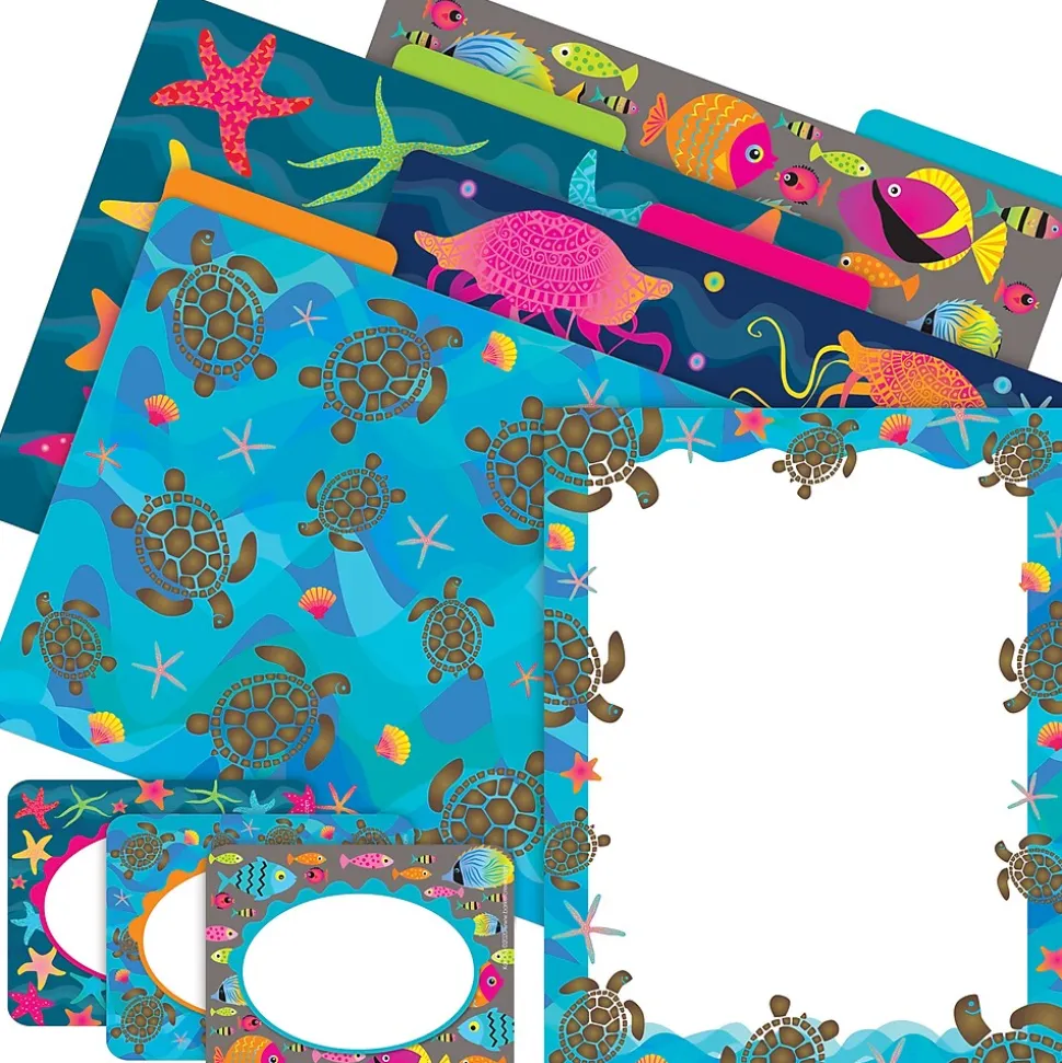 Barker Creek Get Organized File Folder Set, 1/3-Cut Tab, Letter Size, Kai Ola Sea Turtles, 107/Set (150)