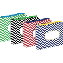 Barker Creek Get Organized File Folder Set, 1/3-Cut Tab, Letter Size, Chevron Nautical, 107/Set (138)