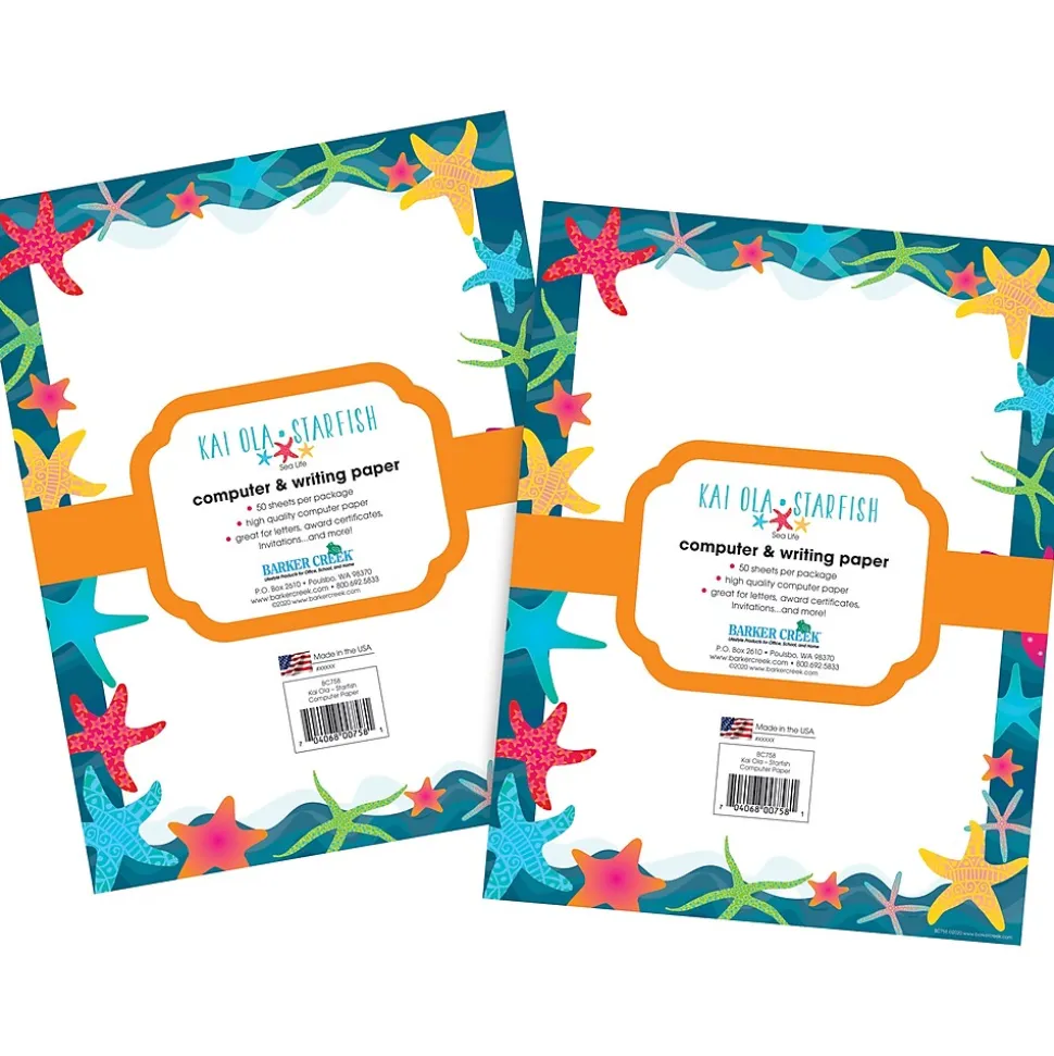 Barker Creek Kai Ola Starfish Computer Paper Pack, 100 Sheets/Set (4203)
