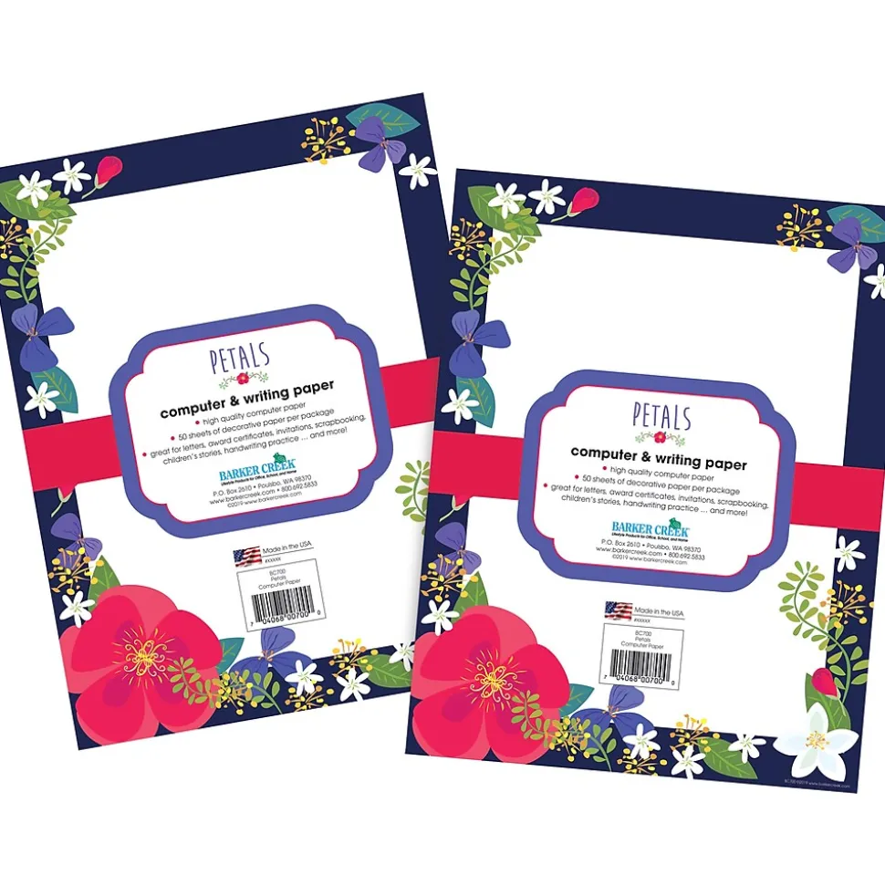 Barker Creek Petals Computer Paper, 8 ½” x 11", 100 Sheets/Set (BC3880)
