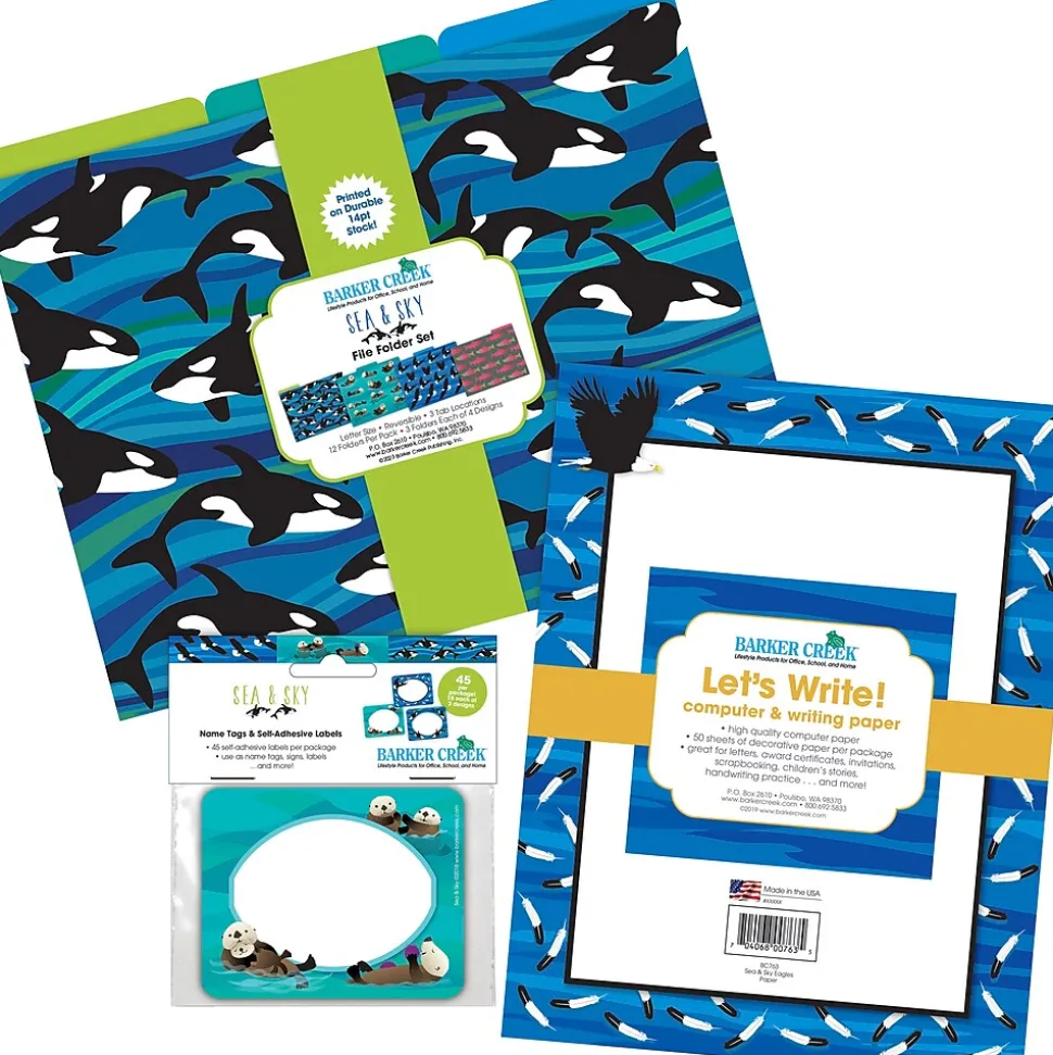 Barker Creek Sea & Sky Eagles File Folder, 1/3-Cut Tab, Letter Size, Assorted, 107/Set (148)