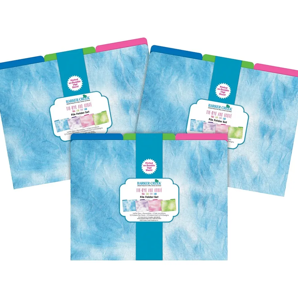 Barker Creek Tie-Dye & Ombré File Folder, 1/3-Cut Tab, Letter Size, Assorted, 36/Set (4403)