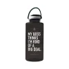 Baudville Drink it Up! "Big Deal" Plastic Water Bottle, 36 oz., Black, 2/Pack (1396378P231)