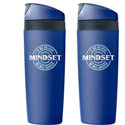Baudville "Mindset, If We Believe We Will Succeed" Plastic Double Wall Insulated, 16 oz., 2/Pack (1393268P231)
