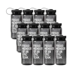 Baudville "Proud Member Of An Epic Team" Plastic Water Bottle, 21 oz., Black, 12/Pack (1391569P1231)