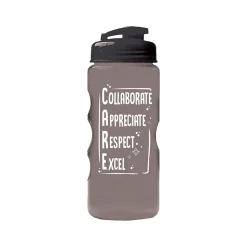 Baudville Quick Grip "C.A.R.E" Plastic Water Bottle, 22 oz., Black, 3/Pack (1393275P331)