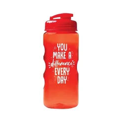 Baudville Quick Grip "Difference Everyday" Plastic Water Bottle, 22 oz., Red, 3/Pack (1393277P331)