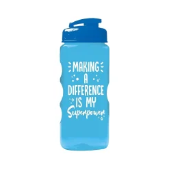 Baudville Quick Grip "Making A Difference" Plastic Water Bottle, 22 oz., Blue, 3/Pack (1393276P331)