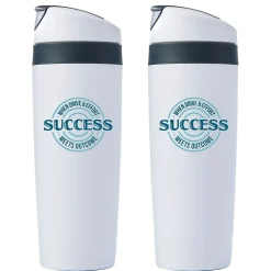 Baudville "Success, When Drive & Effort Meets Outcome" Plastic Double Wall Insulated, 16 oz., 2/Pack (1393267P231)