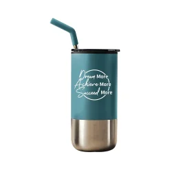 Baudville Tahoe Succeed More Travel Tumbler, Teal/Stainless Steel, 16 oz. (93139)