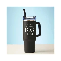 Baudville Thirst Quencher Big Deal Tumbler, Black, 40 Oz. (93443)