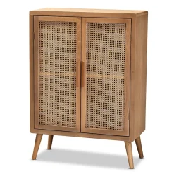 Baxton Studio Alina 44.29" High 2-Shelf Storage Cabinet, Medium Oak (162-10554-HiT)