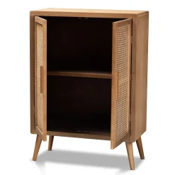 Baxton Studio Alina 44.29" High 2-Shelf Storage Cabinet, Medium Oak (162-10554-HiT)