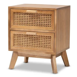 Baxton Studio Baden 19.7" High 2-Drawer Nightstand, Natural Brown and Walnut Brown (201-12260-HiT)