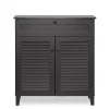 Baxton Studio Calvin 30.75'' W x 14.63'' D Storage Cabinet, Dark Brown (5305-STPL)