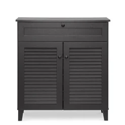 Baxton Studio Calvin 30.75'' W x 14.63'' D Storage Cabinet, Dark Brown (5305-STPL)