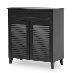 Baxton Studio Calvin 30.75'' W x 14.63'' D Storage Cabinet, Dark Brown (5305-STPL)