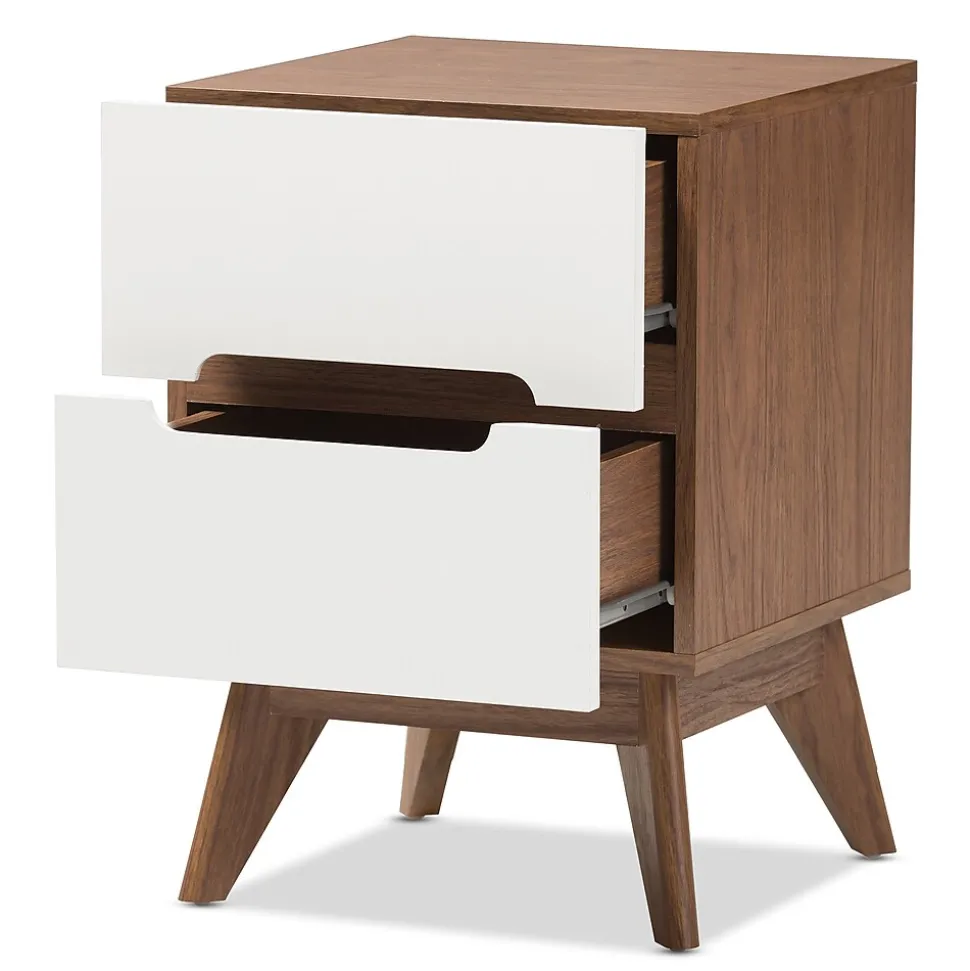 Baxton Studio Calypso 23" High Nightstand, White (2633-7504-STPL)