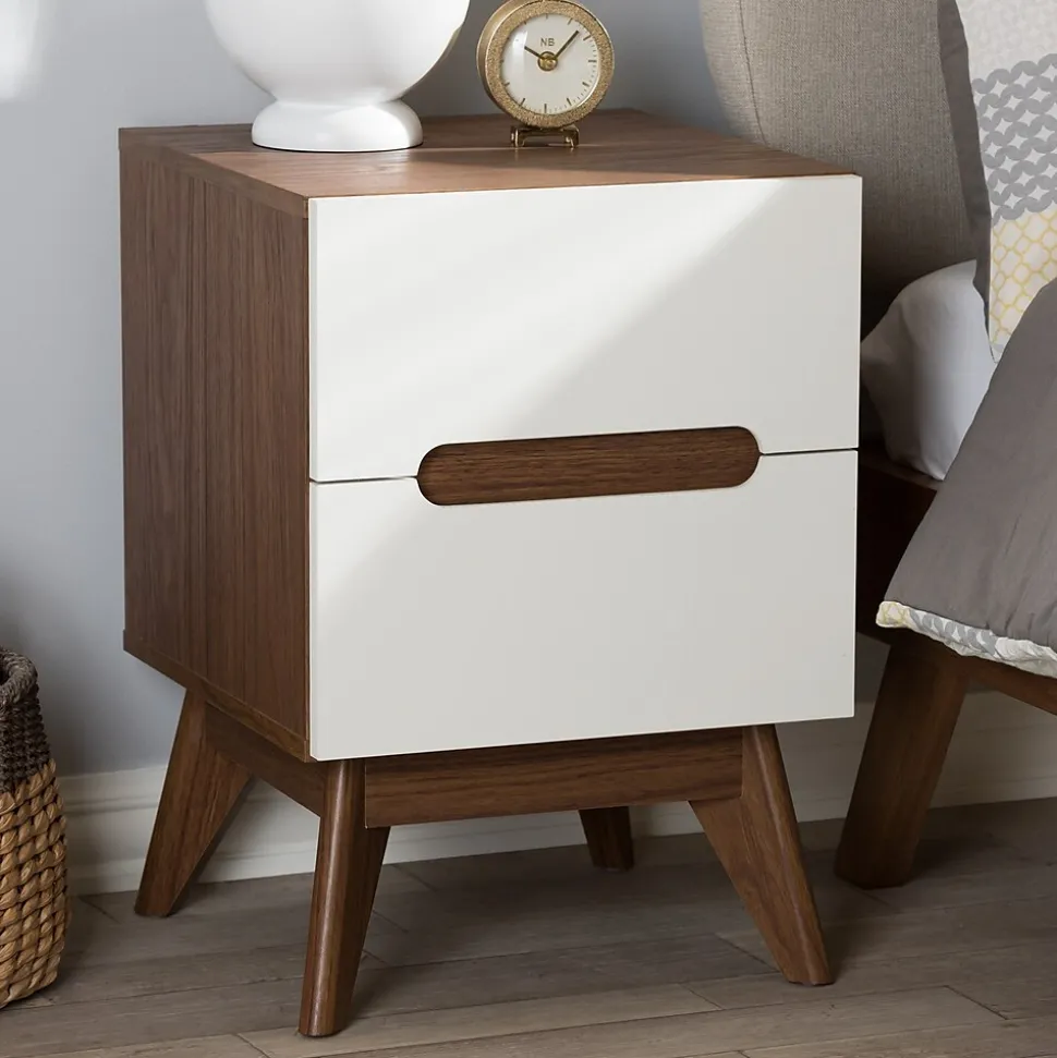 Baxton Studio Calypso 23" High Nightstand, White (2633-7504-STPL)