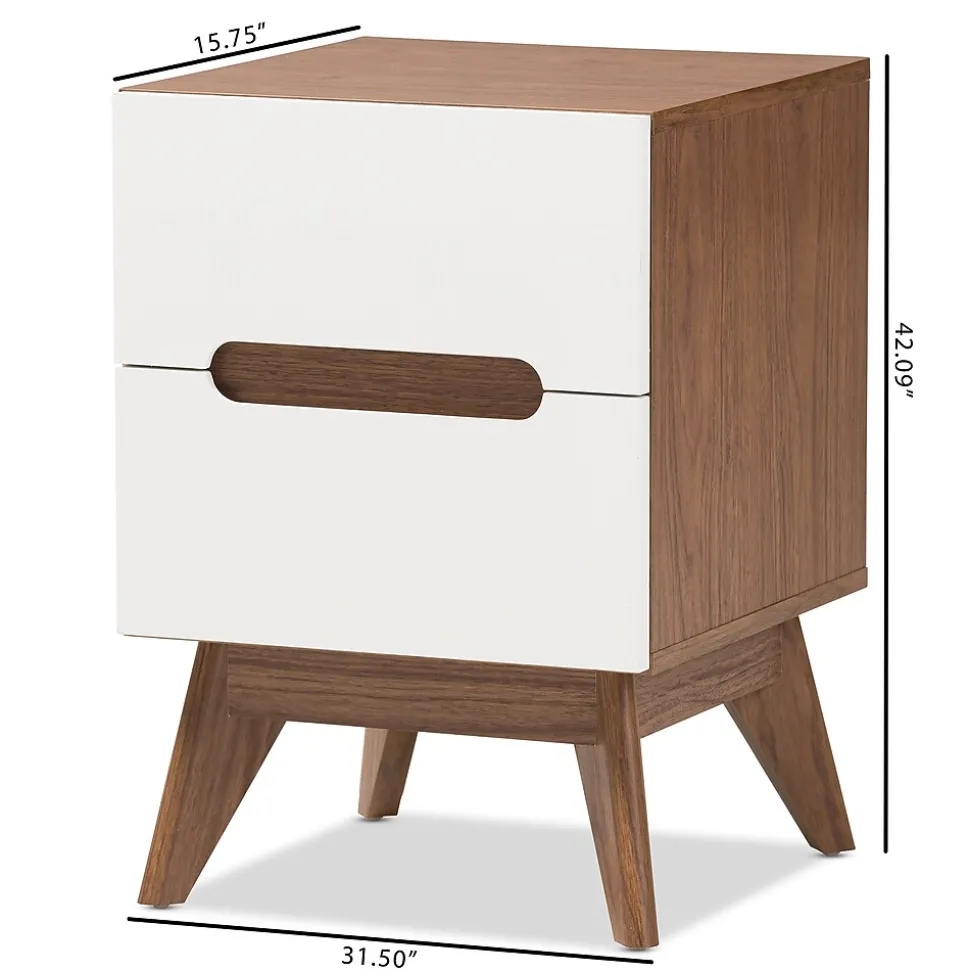 Baxton Studio Calypso 23" High Nightstand, White (2633-7504-STPL)