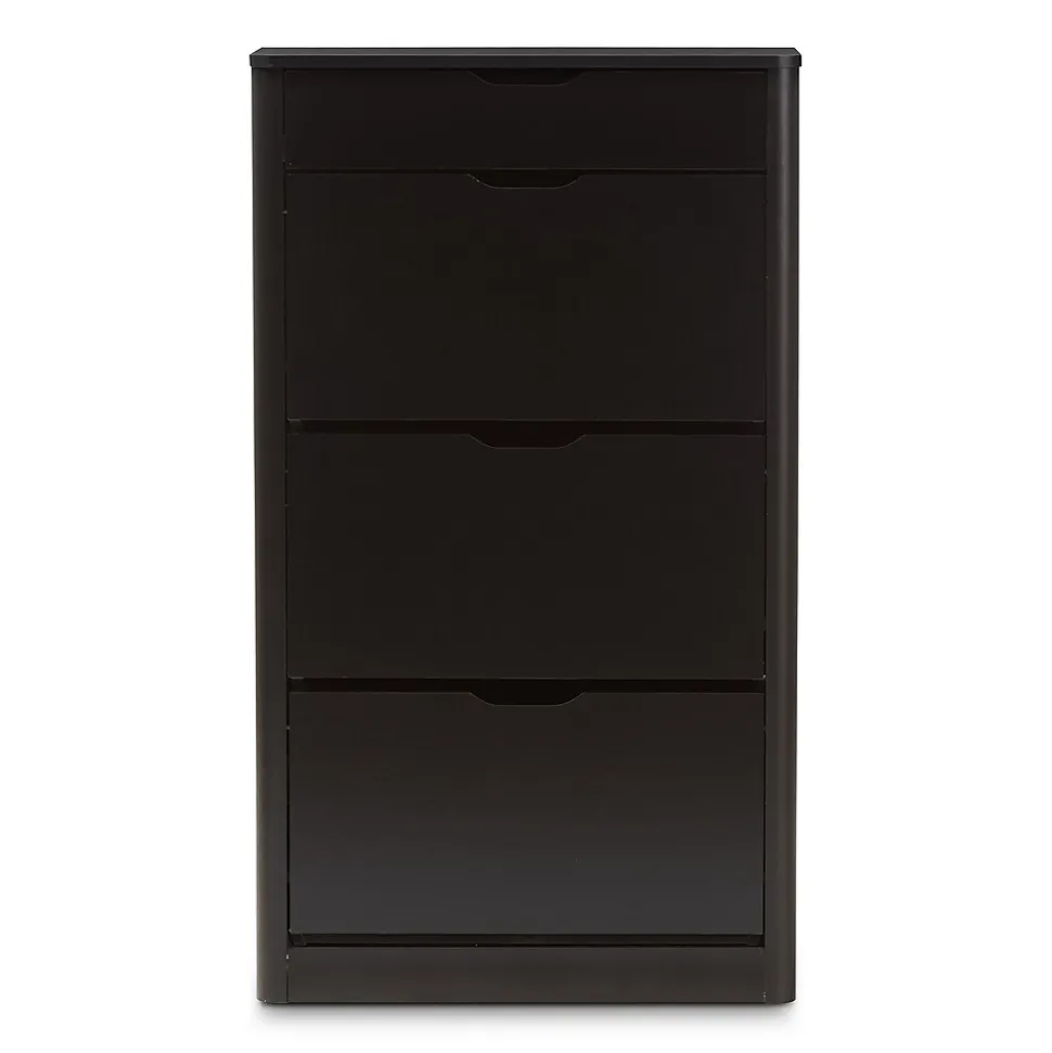 Baxton Studio Cayla 47" High Shoe Cabinet, Black (2633-7712-STPL)