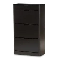 Baxton Studio Cayla 47" High Shoe Cabinet, Black (2633-7712-STPL)