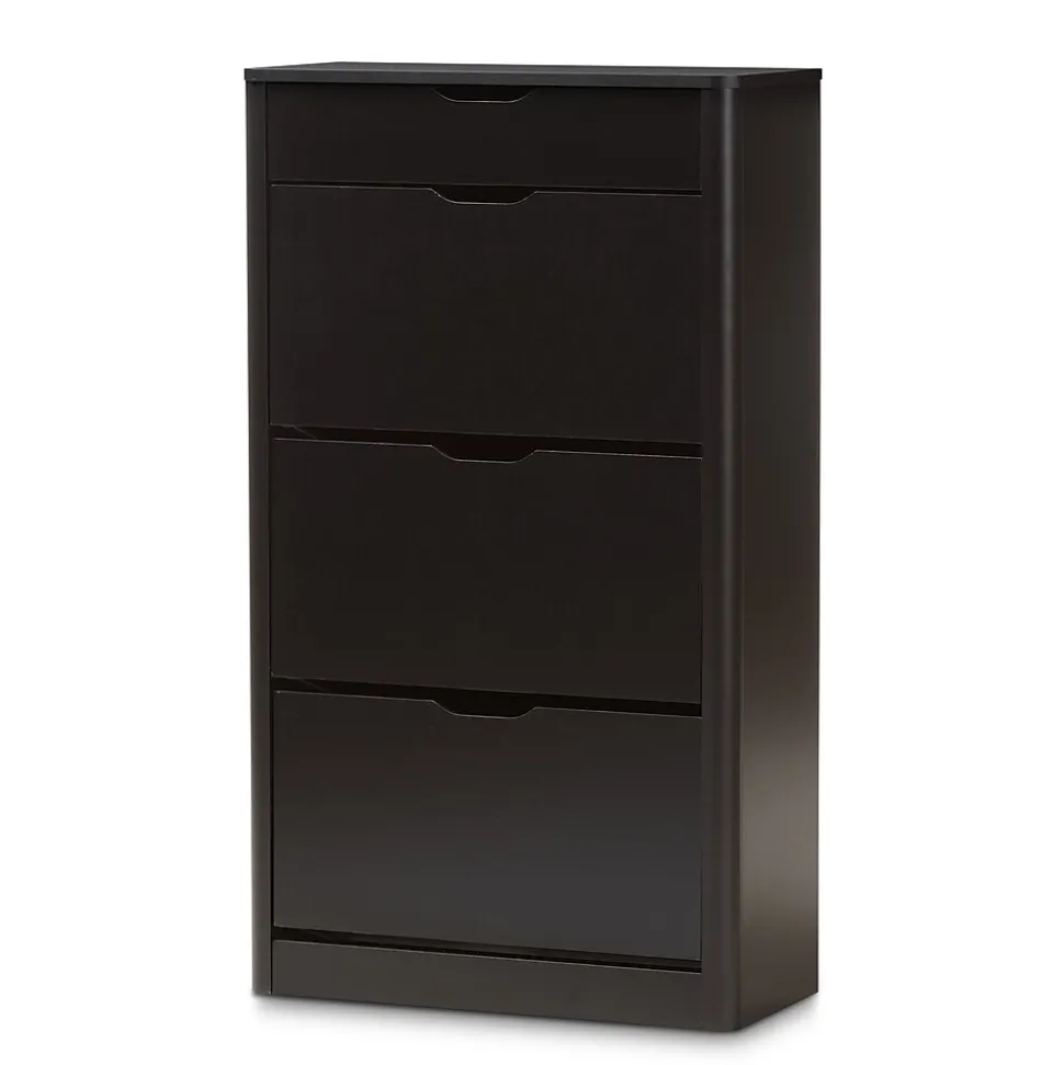 Baxton Studio Cayla 47" High Shoe Cabinet, Black (2633-7712-STPL)