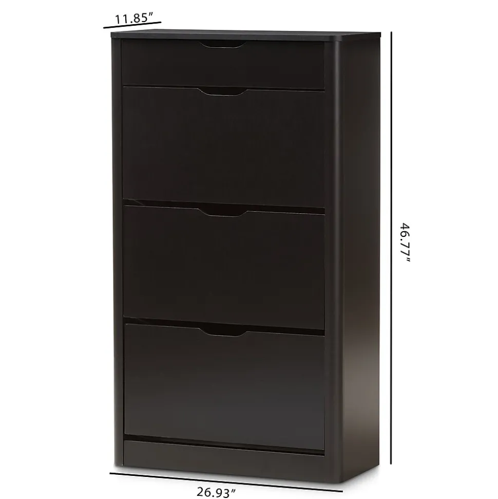 Baxton Studio Cayla 47" High Shoe Cabinet, Black (2633-7712-STPL)