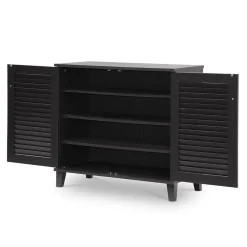 Baxton Studio Coolidge 29.63'' W x 14.5'' D Storage Cabinet, Dark Brown (5304-STPL)