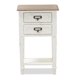 Baxton Studio Dauphine 26" High 2-Drawer Nightstand, White (2633-7577-STPL)