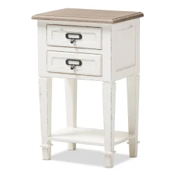 Baxton Studio Dauphine 26" High 2-Drawer Nightstand, White (2633-7577-STPL)