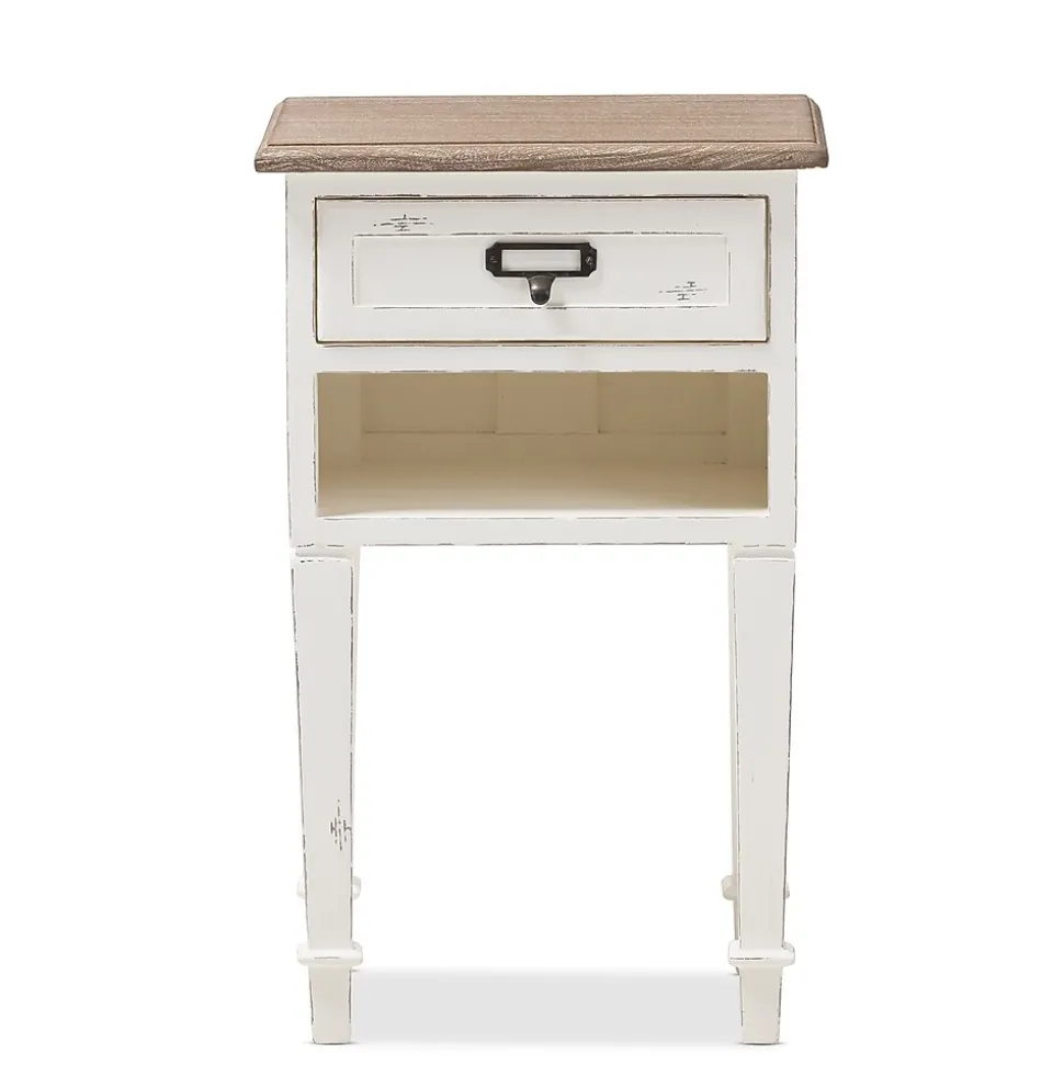 Baxton Studio Dauphine 26" High 1-Drawer Nightstand, White (2633-7575-STPL)