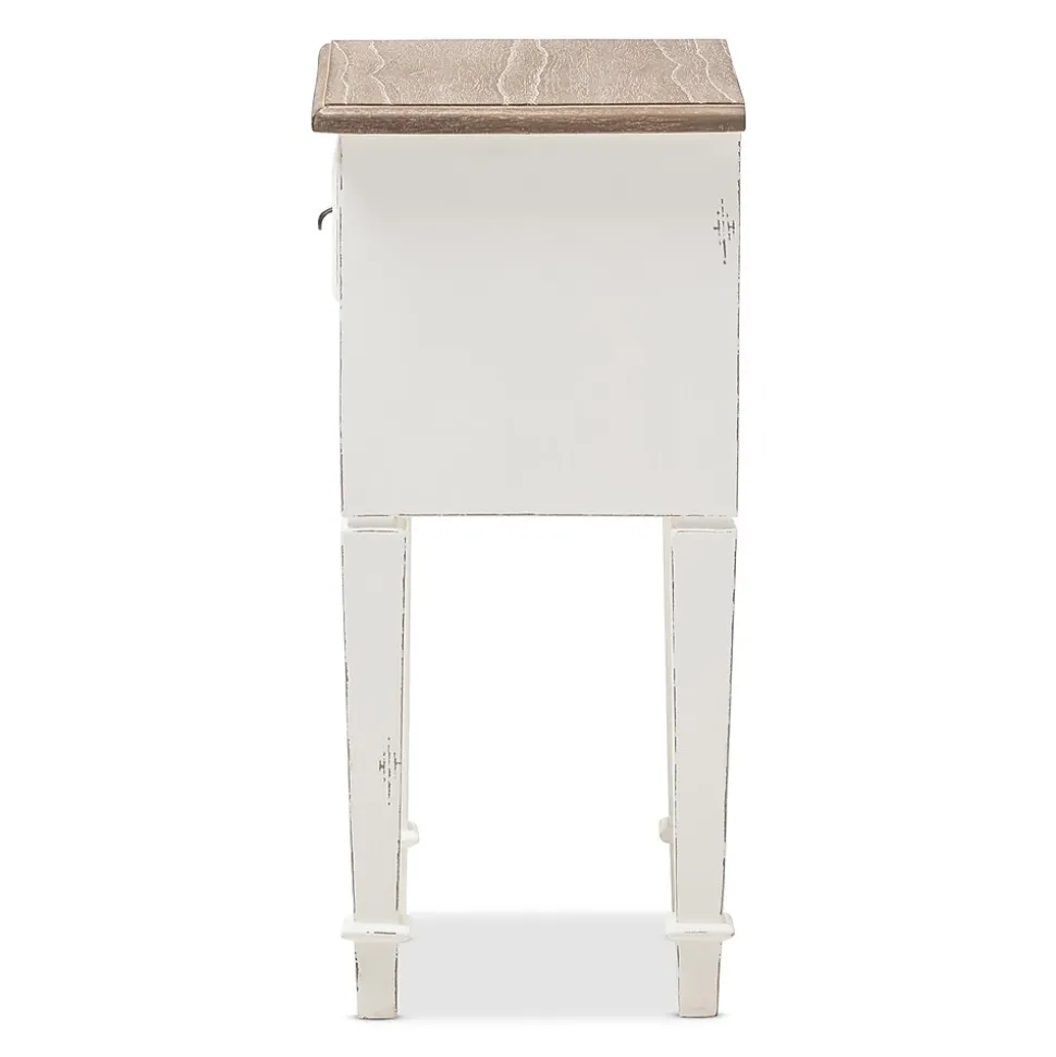 Baxton Studio Dauphine 26" High 1-Drawer Nightstand, White (2633-7575-STPL)