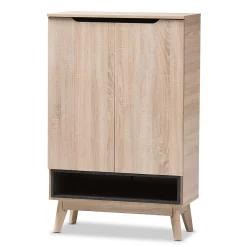 Baxton Studio Fella 46" High Shoe Cabinet, Light Brown (2633-7705-STPL)