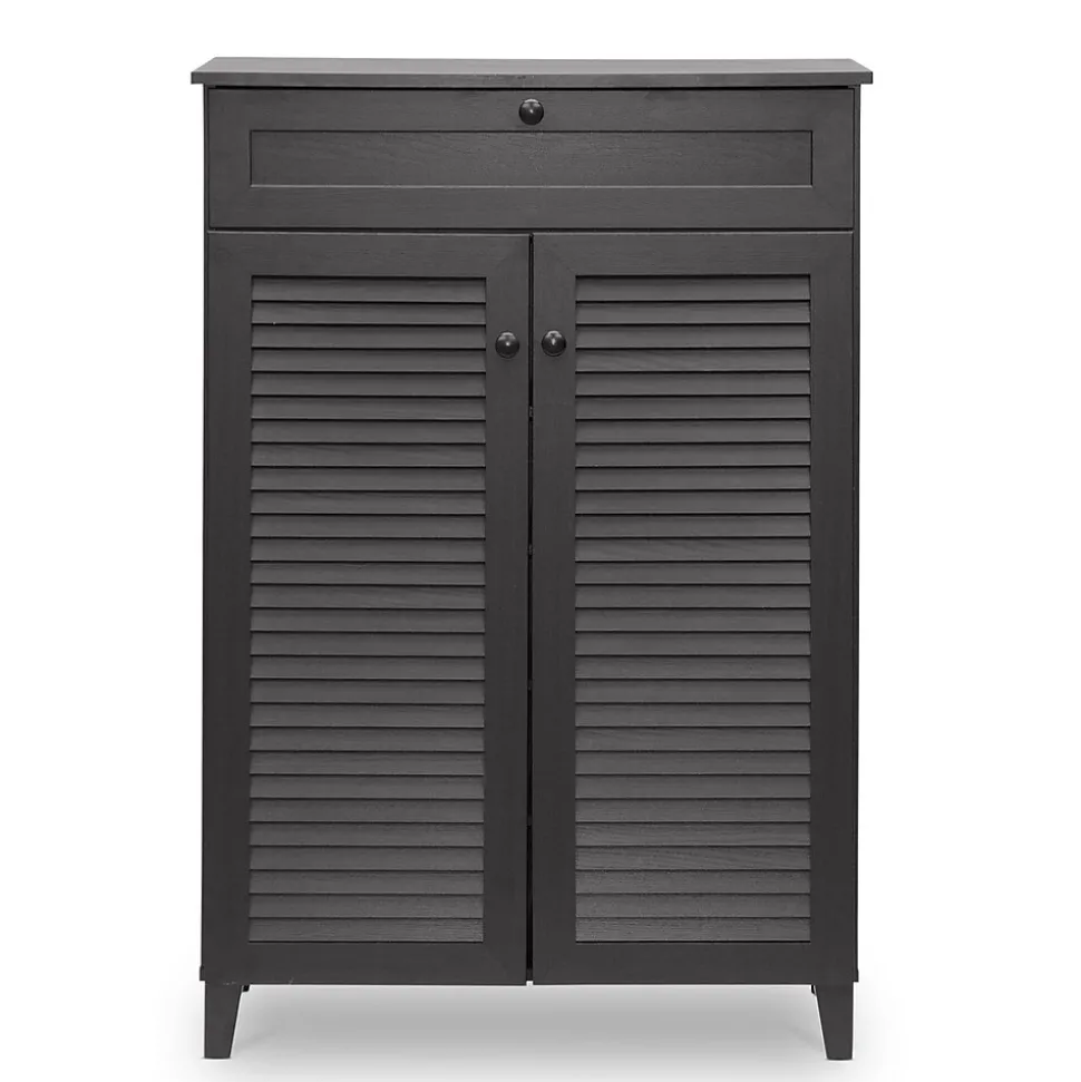 Baxton Studio Harding 30.75'' W x 14.63'' D Storage Cabinet, Dark Brown (5306-STPL)