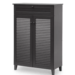 Baxton Studio Harding 30.75'' W x 14.63'' D Storage Cabinet, Dark Brown (5306-STPL)
