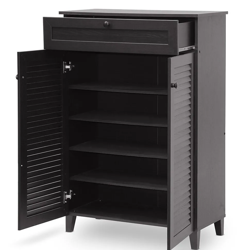 Baxton Studio Harding 30.75'' W x 14.63'' D Storage Cabinet, Dark Brown (5306-STPL)