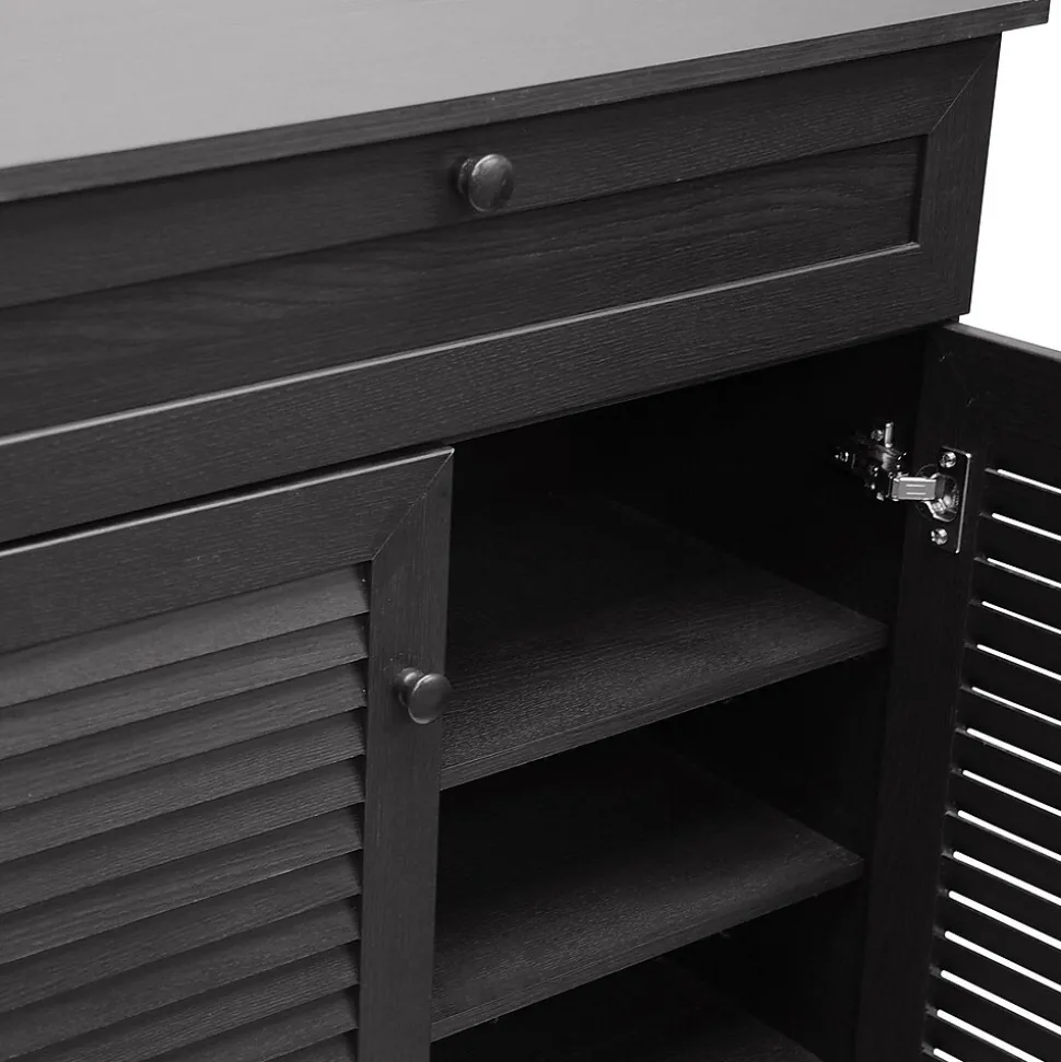 Baxton Studio Harding 30.75'' W x 14.63'' D Storage Cabinet, Dark Brown (5306-STPL)