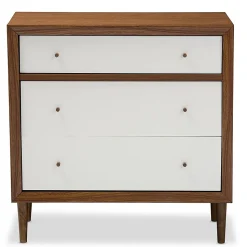 Baxton Studio Harlow 35.14'' W x 16.3'' D Storage Cabinet, Brown and White (6782-STPL)