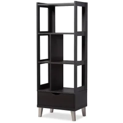 Baxton Studio Kalien 23.01'' W x 15.21'' D Bookshelf, Dark Brown (6465-STPL)