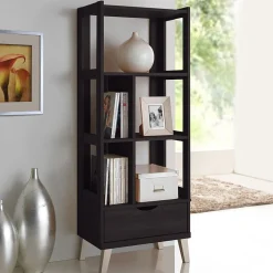 Baxton Studio Kalien 23.01'' W x 15.21'' D Bookshelf, Dark Brown (6465-STPL)