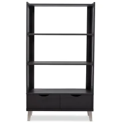 Baxton Studio Kalien 35.1'' W x 15.21'' D Bookshelf, Dark Brown (6467-STPL)