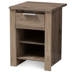 Baxton Studio Laverne 21.65" High 2-Shelf Nightstand, Oak Brown (146-8295-HiT)